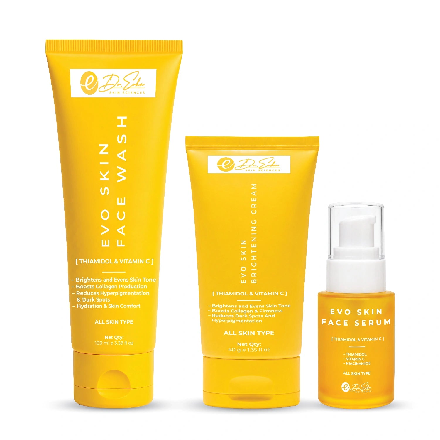 EVO Skin Triple Radiance Kit – Face Wash, Cream & Serum